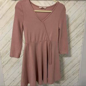 Urban Kids Plush Dusty Rose Faux Wrap Dress